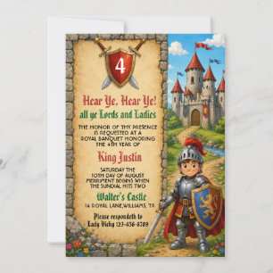 Convites Ouvi-vos Aniversário Real Renascença Medieval
