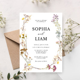 Convites Oval Flor de Campo Aquarela Casamento Floral