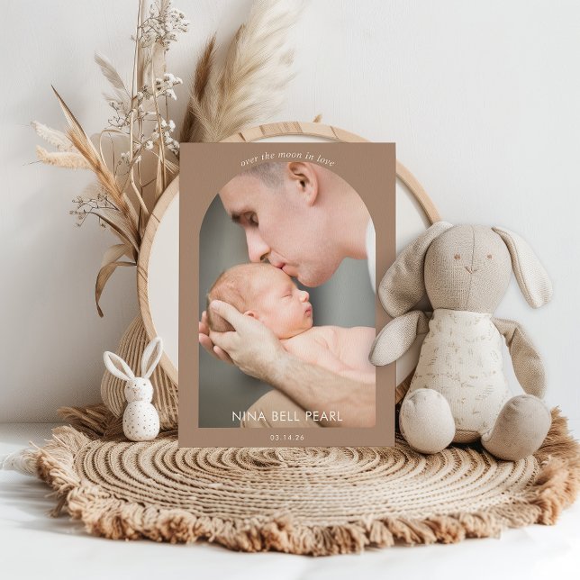 Convites Over the Moon in Love Photo Baby Announcement Card (Criador carregado)