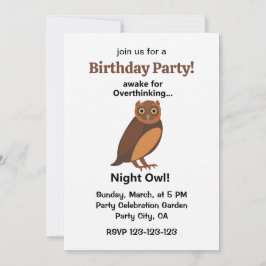 Convites Overthinking Night Owl Funny Birthday Party