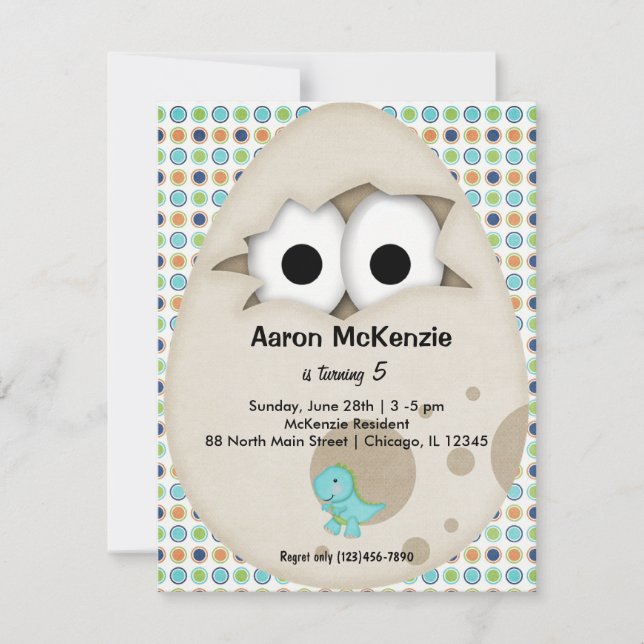 Convites Ovo de Dinossauro (Frente)