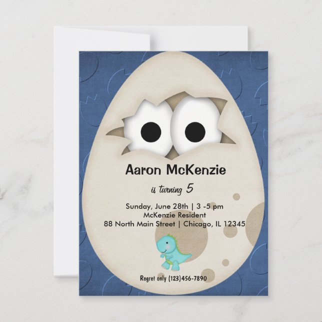 Convites Ovo de Dinossauro (Frente)