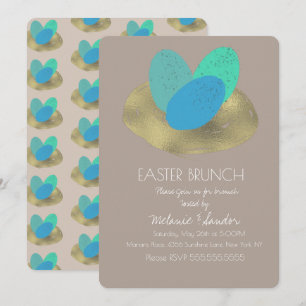 Convites Ovo de Páscoa Manchado Dourado Jantar Brunch Famíl