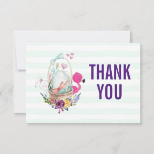 Convites Ovo numa cesta com Flamingo e Bunny Obrigado