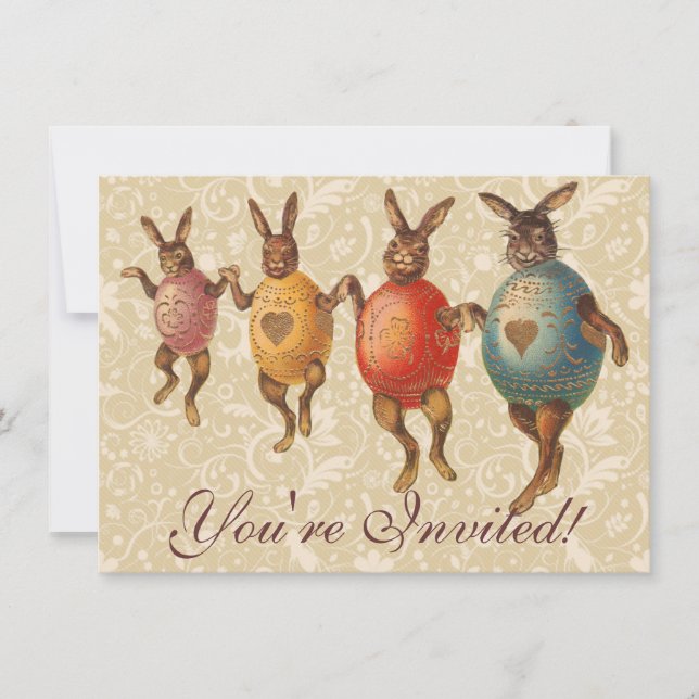 Convites Ovos Dançantes De Coelho Da Páscoa (Frente)