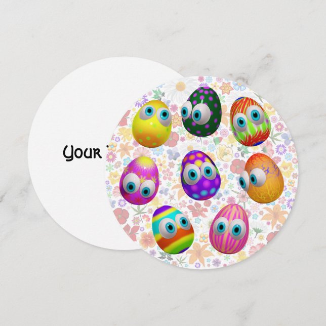 Convites Ovos de Páscoa de desenho animado fofos e engraçad (Frente/Verso)