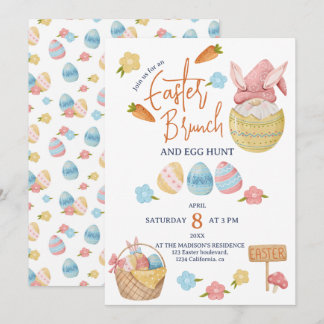 Convites Ovos de Páscoa Gnome Aquarela Brunch