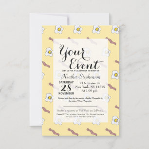 Convites Ovos e Bacon, café da manhã. Padrão engraçado