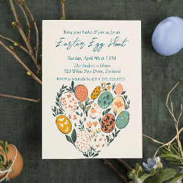 Convites Ovos em Forma de Coração e Flores Caça de Ovos de 