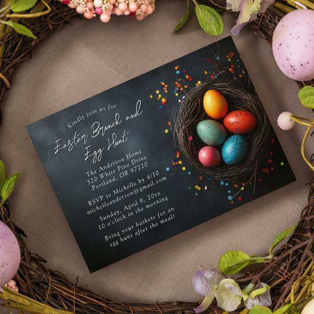 Convites Ovos na Páscoa do ninho Brunch e caça aos ovos (Criador carregado)