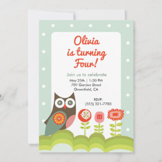 Convites Owl Birthday Invitation for Kids 