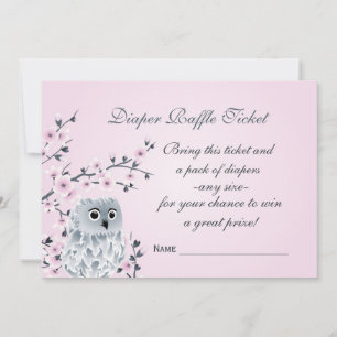 Convites Owl Cherry Blossoms Fralda Raffle Ticket