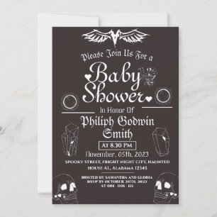 Convites Owl Vintage Elegant Gothic, Chá de fraldas de Hall