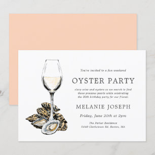 Convites Oyster Pearl Themed Birthday   Tema de Pêssego