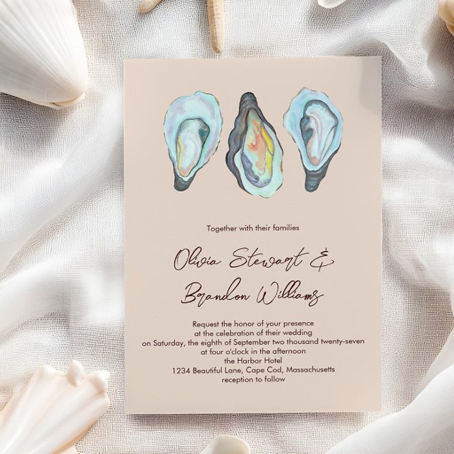 Convites Oyster Roast Coastal Seaside Watercolor Wedding  (Criador carregado)