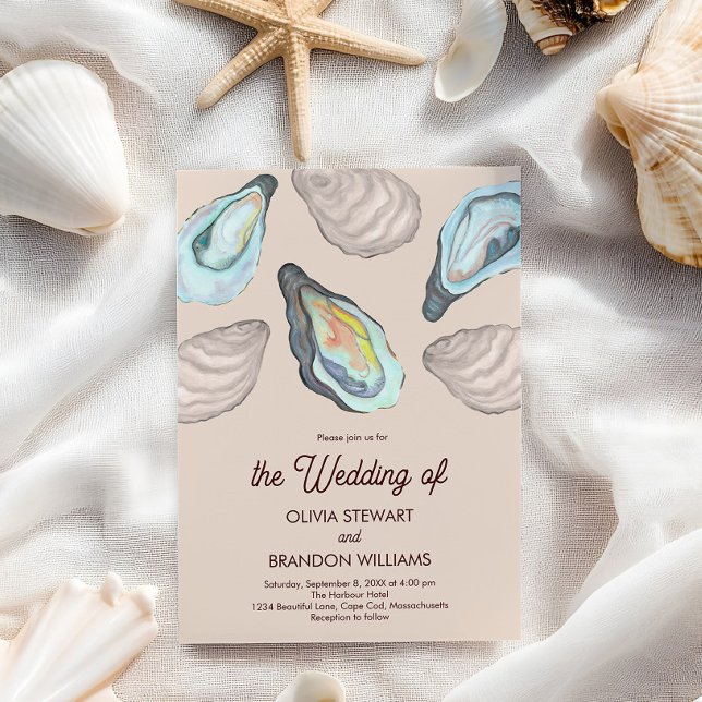 Convites Oyster Roast Coastal Seaside Watercolor Wedding  (Criador carregado)