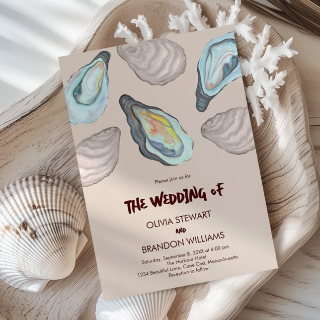 Convites Oyster Roast Coastal Seaside Watercolor Wedding  (Criador carregado)
