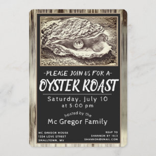 Convites Oyster Roast Preto e Branco Para Todos os Fins