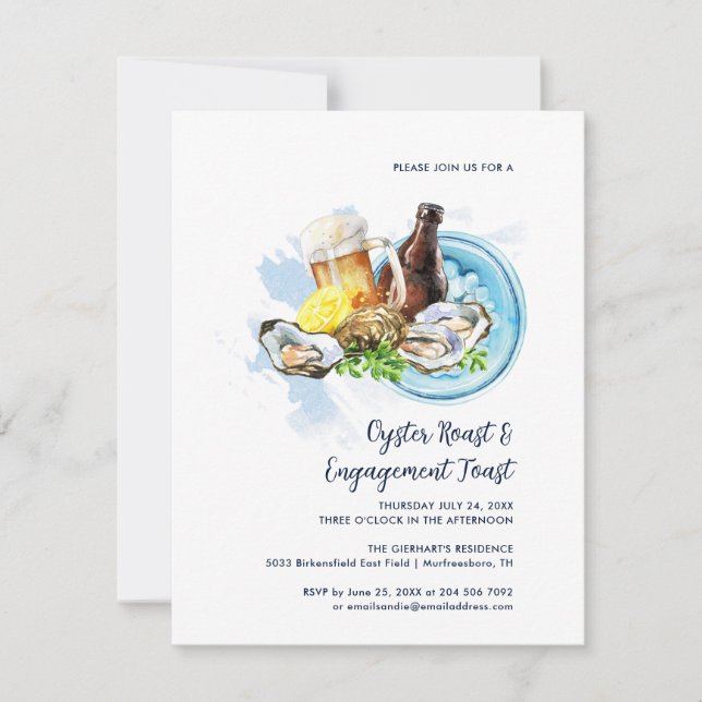 Convites Oyster Roast Wedding Engagement Seafood Party (Frente)