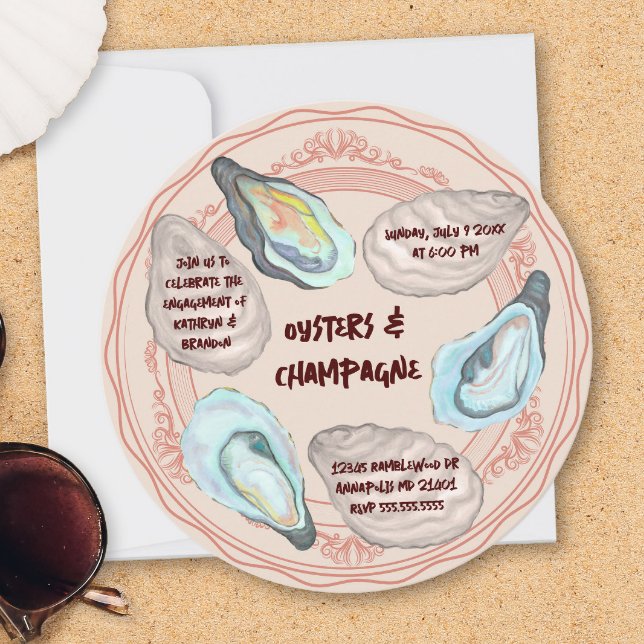 Convites Oysters and Champagne Wedding Engagement Party (Criador carregado)