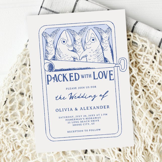 Convites Packed with Love Whimsical Sardines Wedding (Criador carregado)
