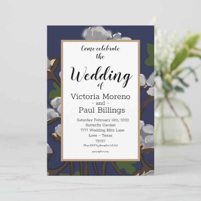 Convites Pacote de Algodão do Texas/ Azul (Em pé/Frente)