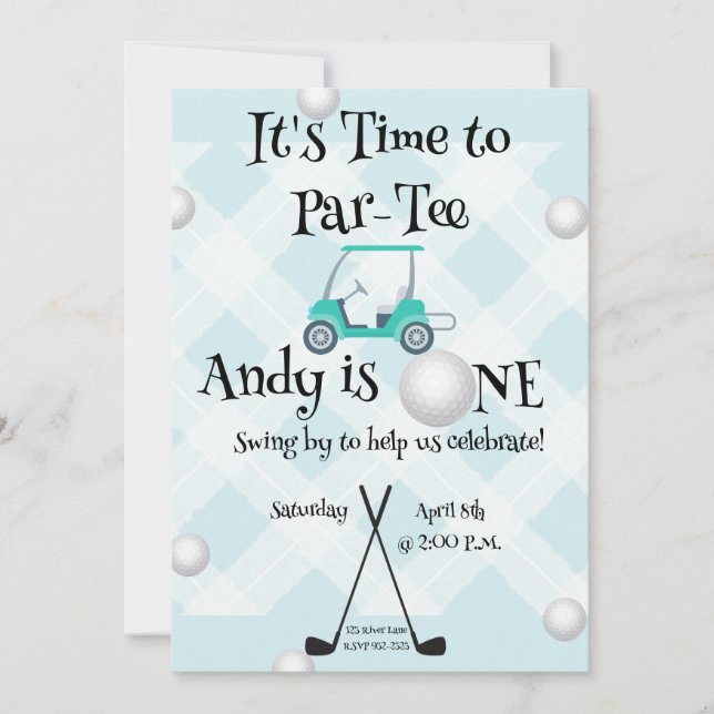 Convites Pacote de aniversário do tema Golf (Frente)