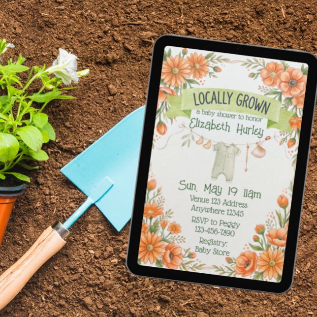Convites Pacote de Flores Localmente Cultivadas Baby Shower (Criador carregado)