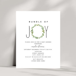 Convites Pacote De Joy Greenery Wreath Neutral Chá de frald