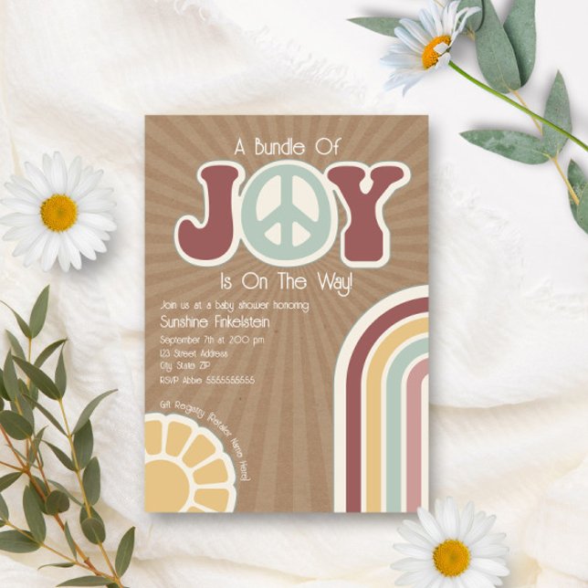 Convites Pacote de Joy Groovy Peace Muted Cardstock Baby (Criador carregado)