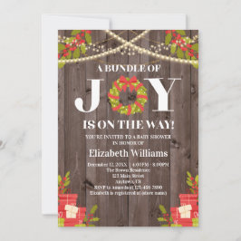 Convites Pacote De Joy Wreath Wood Chá de fraldas De Natal