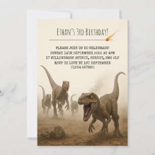 Convites Pacote de Velociraptor Realista com Aniversário de