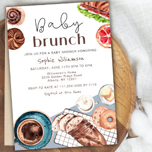 Convites Padaria de Brunch de Bebê Pastelaria Café da Manhã