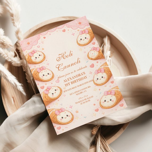 Convites Padaria Doce Cannoli Bow Aniversário de 1 Ano (Criador carregado)