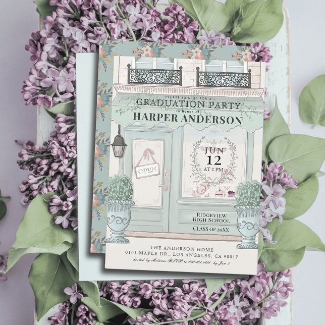 Convites Padaria Francesa Patisserie Paris Graduação Verde (Criador carregado)