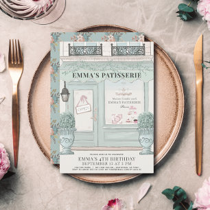 Convites Padaria Francesa Patisserie Paris Verde Aniversári