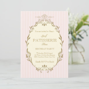 Convites Padaria Parisiense Estilo Francês Vintage Rosa