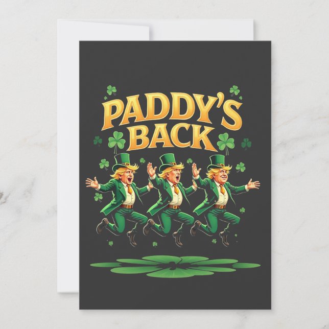 Convites Paddy's Back Funny Trump Rua Patrick Day Leopard (Frente)