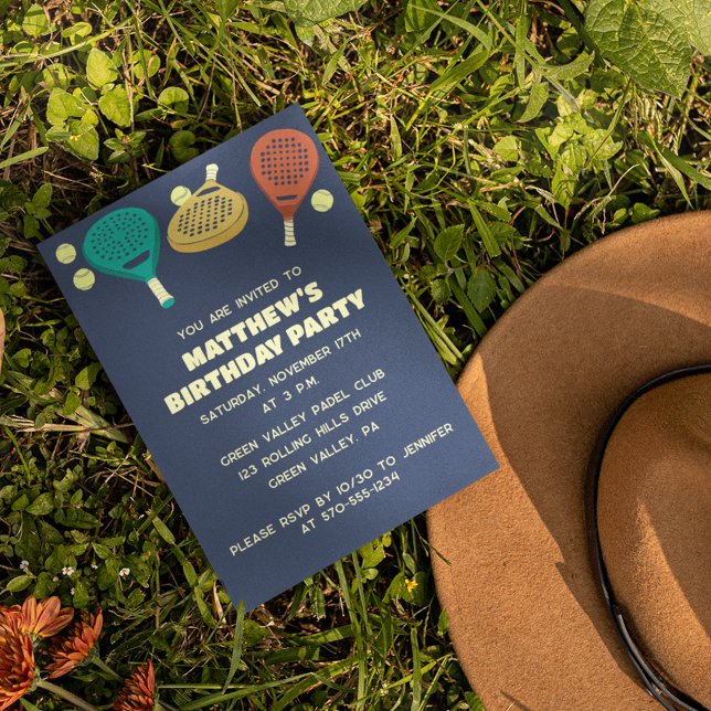 Convites Padel Tênis Themed Custom Party (Criador carregado)