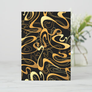 Convites Padrão Abstrato de Redemoinho Dourado