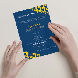 Convites Padrão Amarelo Azul SHRIMPLY, Chá de fraldas Aqiqa