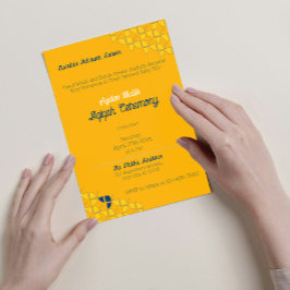 Convites PADRÃO Azul Amarelo SHRIMPLY, Chá de fraldas Aqiqa