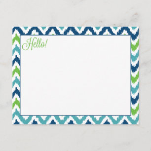 Convites Padrão Azul Aqua Verde Zigzag Ikat