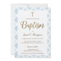Padrão Azul Elegante Dourado Batismo Cruzado