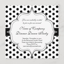 Convites Padrão básico de Bolinhas branca e preto simples