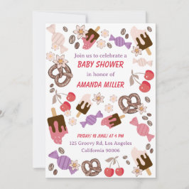 Convites Padrão branco dos tratamentos de Chá de fraldas do