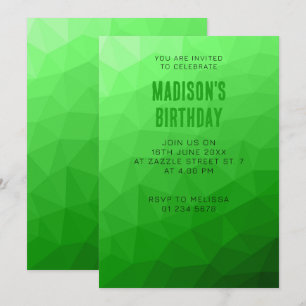 Convites Padrão brilhante de malha geométrica verde-claro