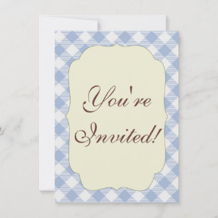 Convites Padrão clássico Gingham azul verificado