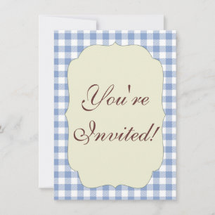 Convites Padrão clássico Gingham azul verificado