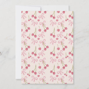 Convites Padrão contínuo Coquette de Cereja Rosa desenhado 